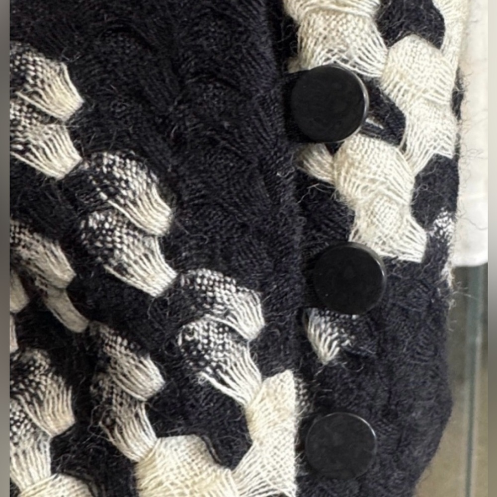 Express Lambswool A-Line Skirt Black White Plaid Button Detail Size 13/14 - Picture 5 of 6